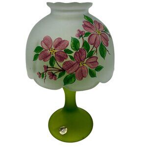 Westmoreland Hand-Painted Frosted Glass Mini Fairy Lamp Pink Floral Design